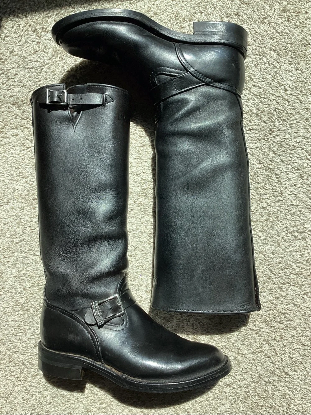 Men’s Wesco 10.5-11 Medium Big Boss 17” Tall Black Leather Motorcycle Boots